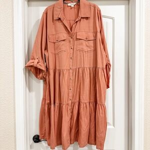Nurture by Westbound Women’s Button Down Dress, Rust, Size 3X